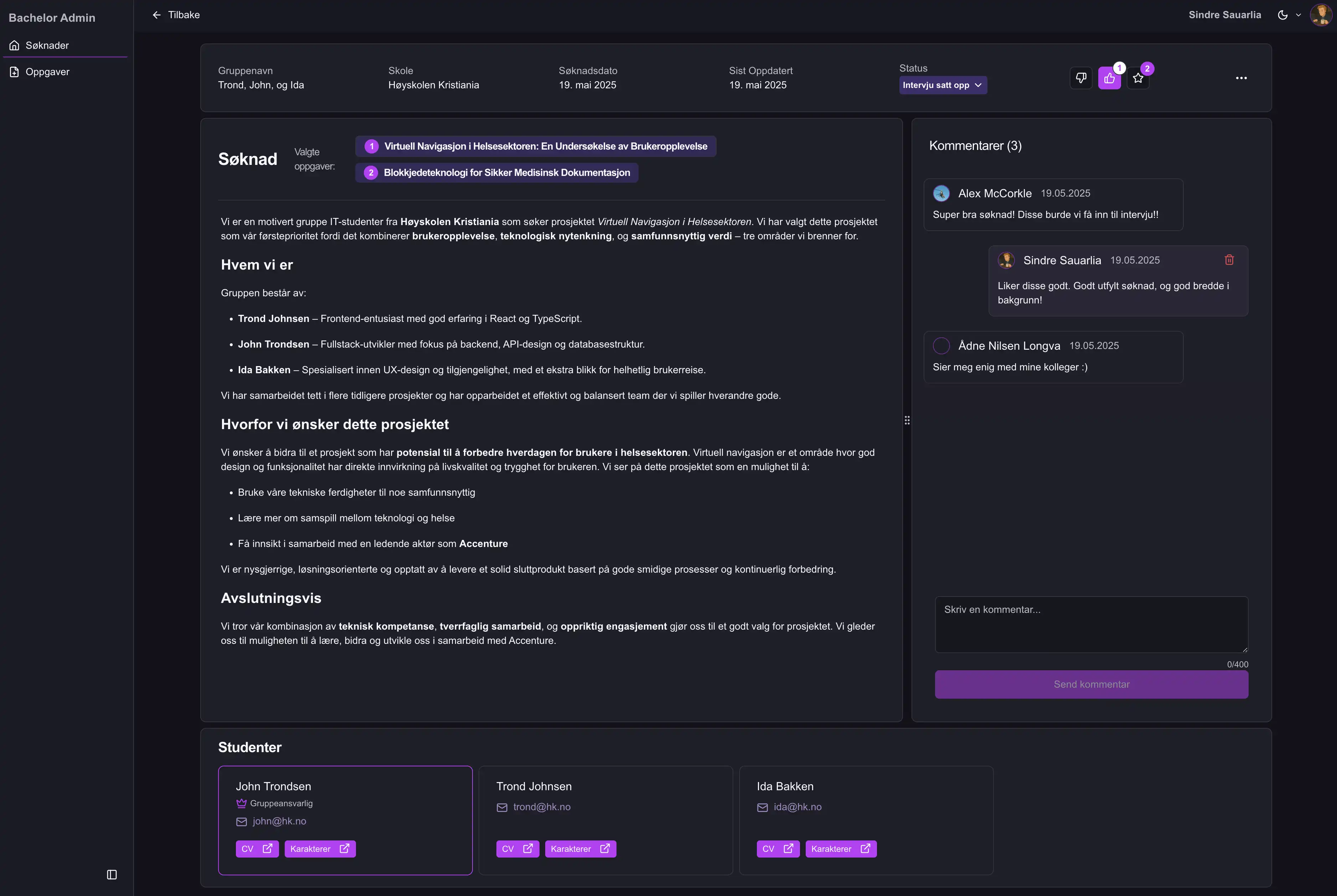 Dashboard details view